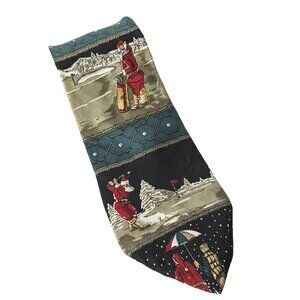 Basics By Croft & Barrow Christmas Santa Claus Golfing Novelty Silk Necktie